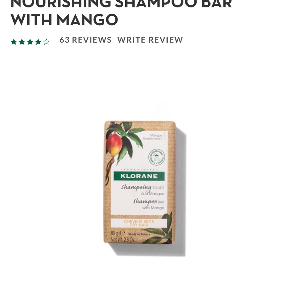 KLORANE NOURISHING SHAMPOO BAR WITH MANGO
